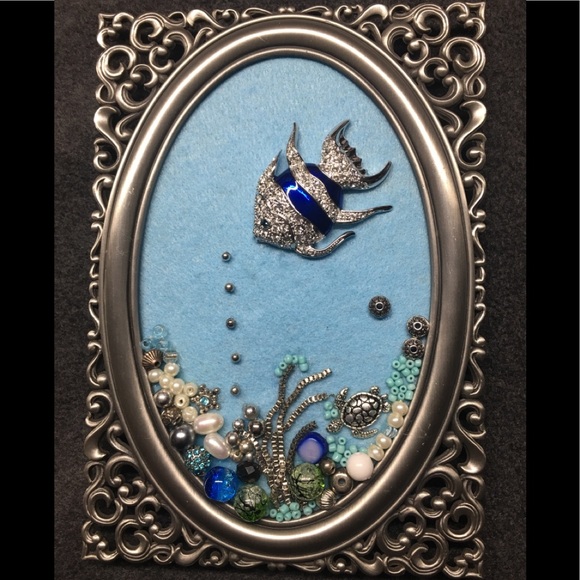 Green Tree Gallery Frame Other - FRAMED JEWELRY ART PICTURE “TINY WORLD” HANDMADE